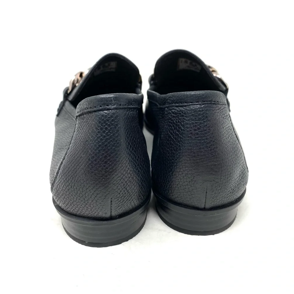 Clarks Sarafyna Iris Black Leather Chain Loafer Wide Width Comfort Dress Casual